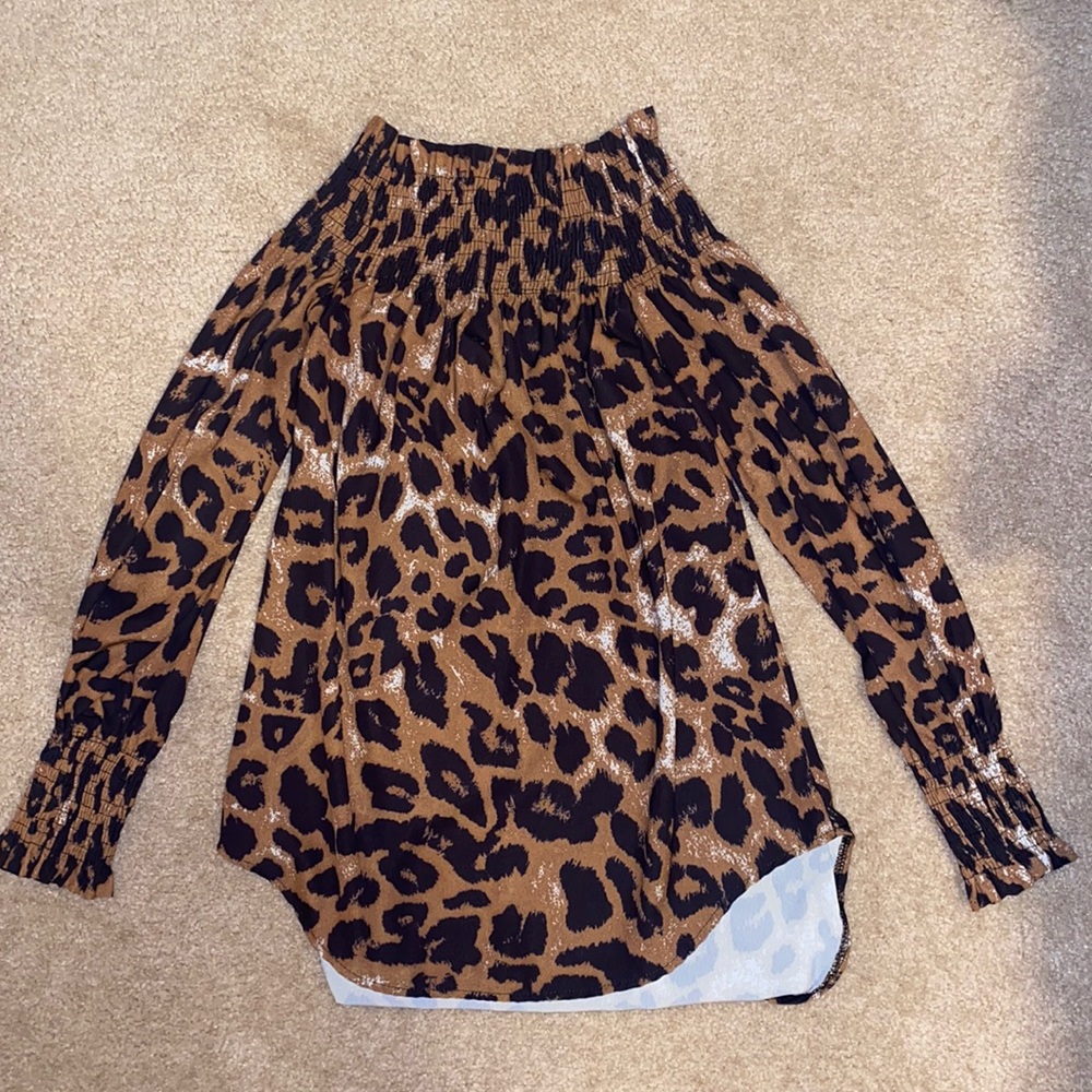 Cheetah Off-The-Shoulder Shirt